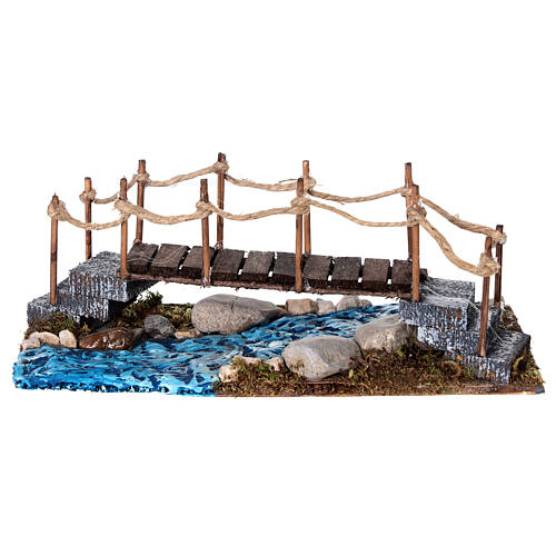 Cork bridge with stream Neapolitan nativity 6-8 cm 10x20x10 cm 1