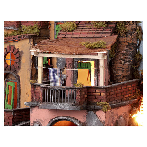 Krippenszenerie mit Brunnen und Beleuchtung, neapolitanischer Stil des 18 Jahrhunderts, für 10-12 cm Figuren, 65x85x45 cm 6