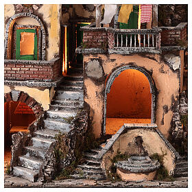 Village in 18th century style with fountain, stairs and columns for Neapolitan Nativity Scene with 10-12 cm characters 65x85x45 cm