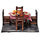 Table laden with food and 4 chairs for Neapolitan Nativity Scene with 6-8 cm characters s5