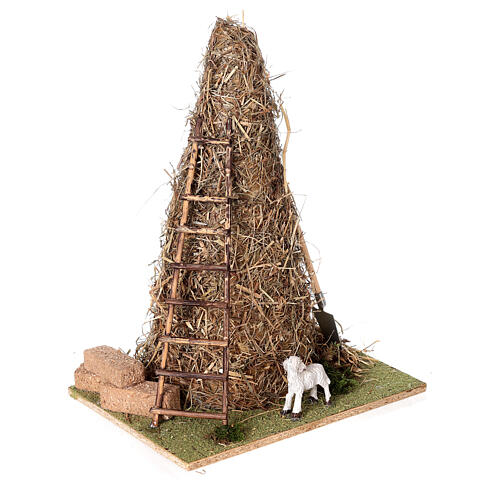 Sheaf of straw with sheep for Neapolitan Nativity Scene with 10-12 cm characters, real height 27 cm 2