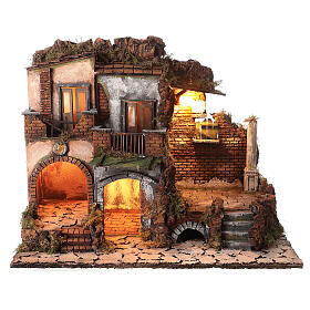 18th century style village with dilapidated wallfor Neapolitan Nativity Scene with 8-10 cm figures 50x60x40 cm