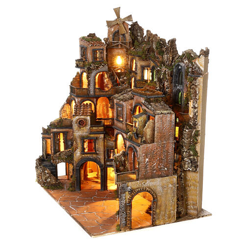 Complete Neapolitan Nativity village in 18th century style for 10-12 cm characters, 100x300x70 cm 12
