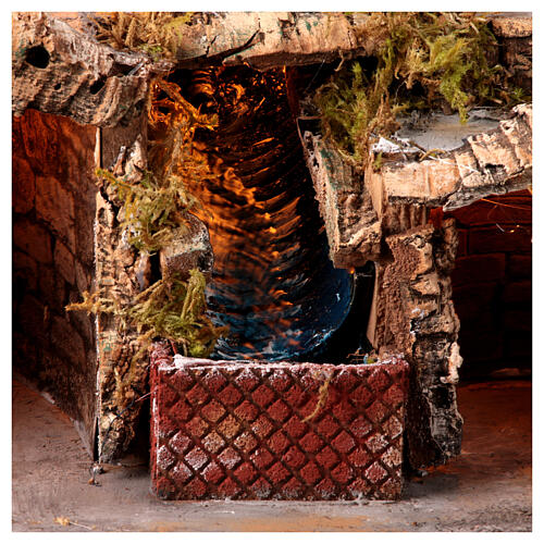 Presepe classico napoletano 10-12 cm con cascata e luci 45x80x50 cm 7