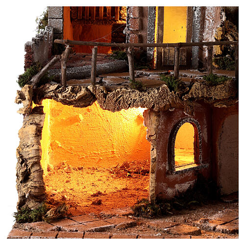 Maisons style XVIIIe avec moulin fontaine et éclairage pour crèche napolitaine 8-10 cm 70x45x60 cm 4