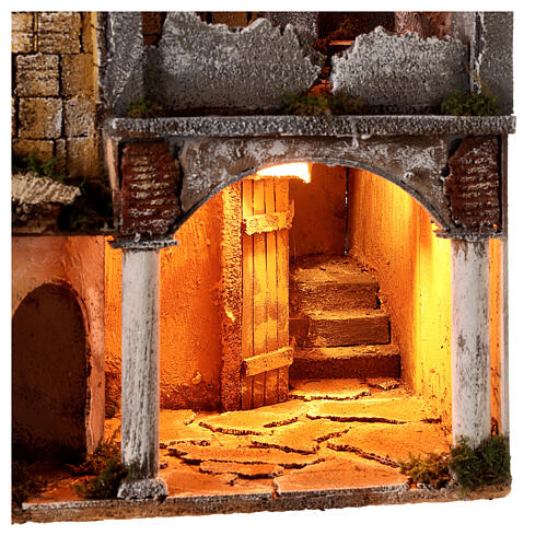 Szopka w stylu XVIII w. z młynem, fontanną i oświetleniem, szopka neapolitańska 8–10 cm, 70×45×60 cm 6