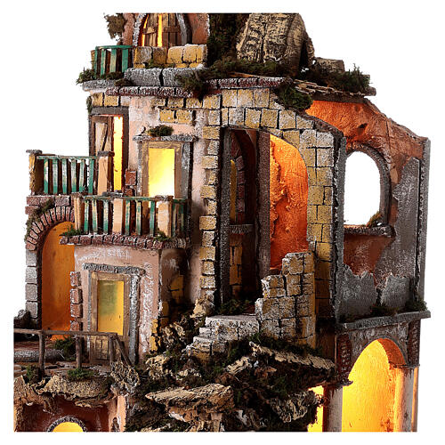 Szopka w stylu XVIII w. z młynem, fontanną i oświetleniem, szopka neapolitańska 8–10 cm, 70×45×60 cm 7