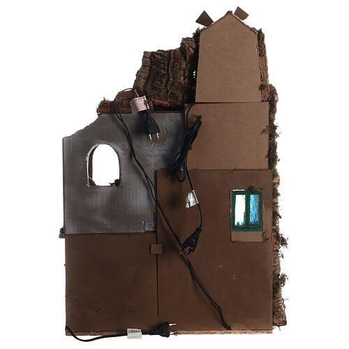 Szopka w stylu XVIII w. z młynem, fontanną i oświetleniem, szopka neapolitańska 8–10 cm, 70×45×60 cm 10