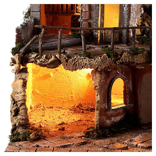 1700s nativity village mill fountain lights Neapolitan nativity 8-10 cm 70x45x60 cm 4