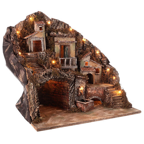 Borgo con fontana forno e capanna 45x50x35 cm per presepe Napoli 10-12 cm 4