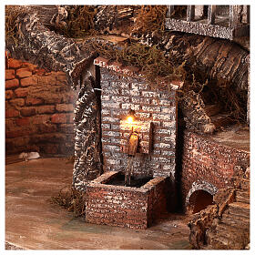 Aldeia com fontanário forno e cabana 45x50x35 cm para presépio napolitano com figuras de 10-12 cm