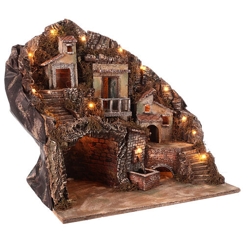 Village with fountain, oven and stable 45x50x35 cm Neapolitan nativity 10-12 cm  4