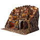 Classic Neapolitan Nativity Scene setting for 8-10 cm characters with windmill, fireplace, waterfall and lights 80x65x60 cm s3