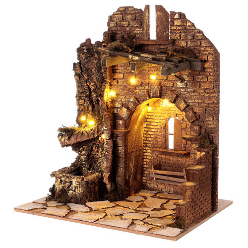 Cork temple with fountain for Neapolitan Nativity Scene with 10-12 cm characters 45x40x30 cm 4