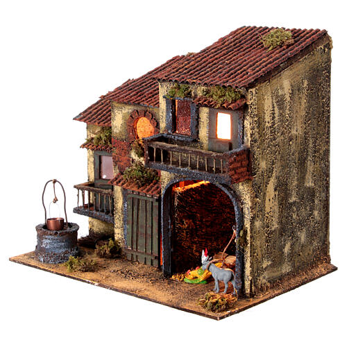 Cascina con fattoria per presepe napoletano di 8-10 cm 30x35x25 cm 2