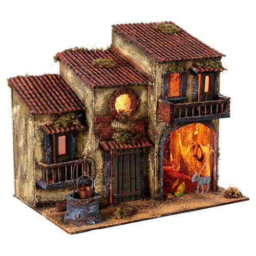 Cascina con fattoria per presepe napoletano di 8-10 cm 30x35x25 cm 3