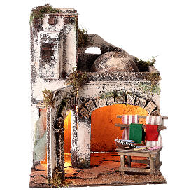 Dom arabski z ladą i tkaninami - 30x25x25 cm do szopki neapolitańskiej 8-10 cm