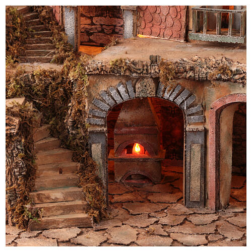 Belén clásico napolitano 12-14 cm con molino, cascada y luces 70x100x60 cm 7