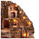 Presépio clássico napolitano com moinho de vento, cachoeira e luzes, para figuras de altura média 2-14 cm; 70x100x60 cm s14