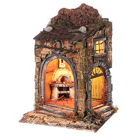Old building with oven in 18th century style for Neapolitan Nativity Scene with 10-12 cm characters 35x25x25 cm