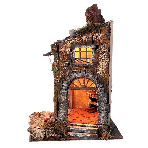 Farma styl 700 osteria z piecem i światłami do szopki neapolitańskiej, 10- 12 cm, wymiary 36x25x25 cm 3