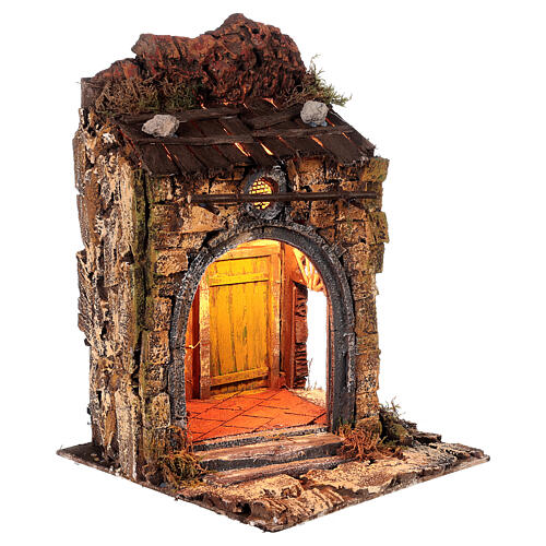 Farma styl 700 osteria z piecem i światłami do szopki neapolitańskiej, 10- 12 cm, wymiary 36x25x25 cm 4