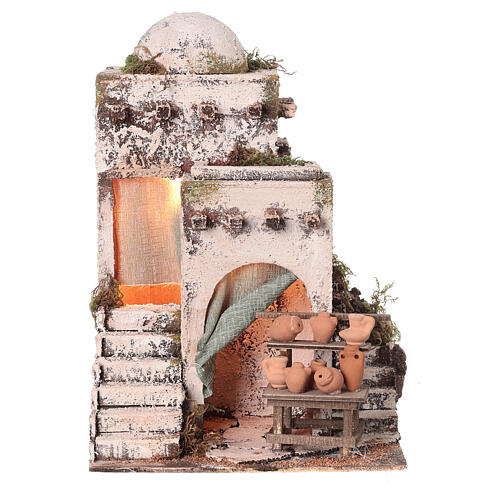 Casa araba con banco brocche 30X25X25 cm per presepe napoletano da 8-10 cm 1
