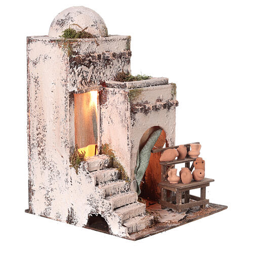 Casa araba con banco brocche 30X25X25 cm per presepe napoletano da 8-10 cm 3