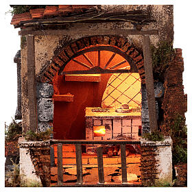 House with balcony and oven in 18th century style for Neapolitan Nativity Scene with 8-10 cm characters 35x25x25 cm