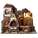 Szenerie, Dorf mit Brunnen und Beleuchtung, Krippenszenerie, neapolitanischer Stil, für 10-12 cm Figuren, 50x60x40 cm s1
