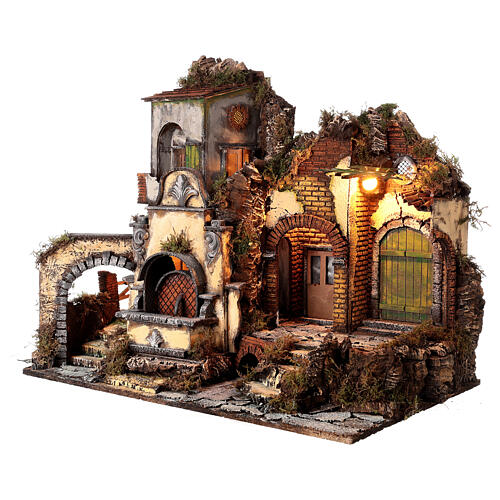 Village avec fontaine crèche napolitaine 10-12 cm 50x60x40 cm 3