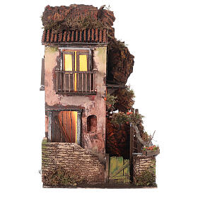 House in 18th century style with orange tree and lights for Neapolitan Nativity Scene with 8 cm characters 40x25x25 cm