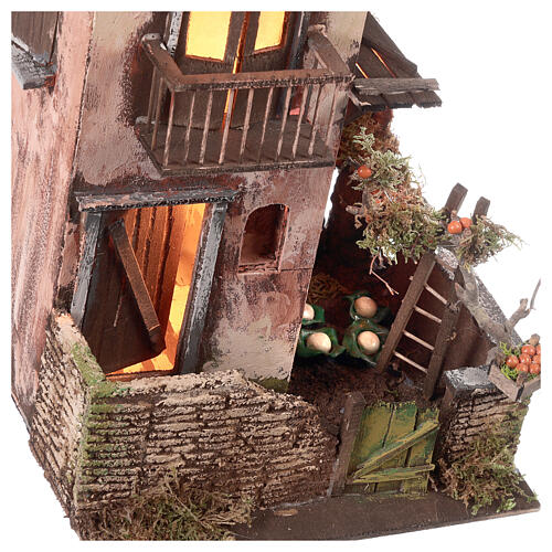 House in 18th century style with orange tree and lights for Neapolitan Nativity Scene with 8 cm characters 40x25x25 cm 2