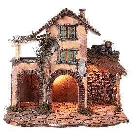 Farmhouse with stable for Neapolitan nativity scene 10-12 cm dimensions 40X50X35 cm