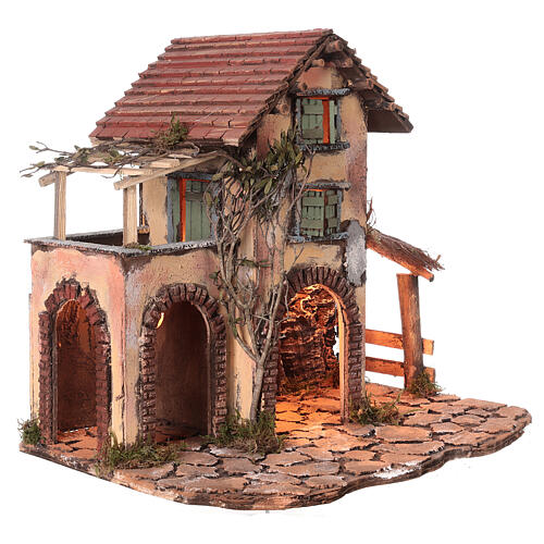 Farmhouse with stable for Neapolitan nativity scene 10-12 cm dimensions 40X50X35 cm 3