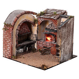 Kitchen with oven for 8-10 cm Neapolitan nativity scene, measures 20X25X20 cm