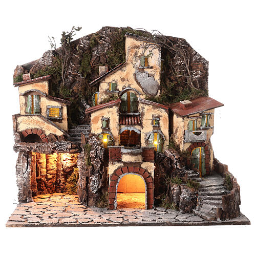 Popular neighborhood with fountain for Neapolitan Nativity Scene with 8 cm characters 55x60x40 cm 1