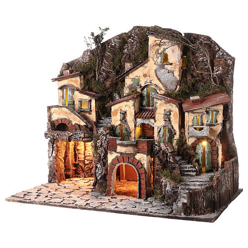 Popular neighborhood with fountain for Neapolitan Nativity Scene with 8 cm characters 55x60x40 cm 3