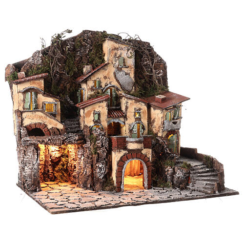 Popular neighborhood with fountain for Neapolitan Nativity Scene with 8 cm characters 55x60x40 cm 5