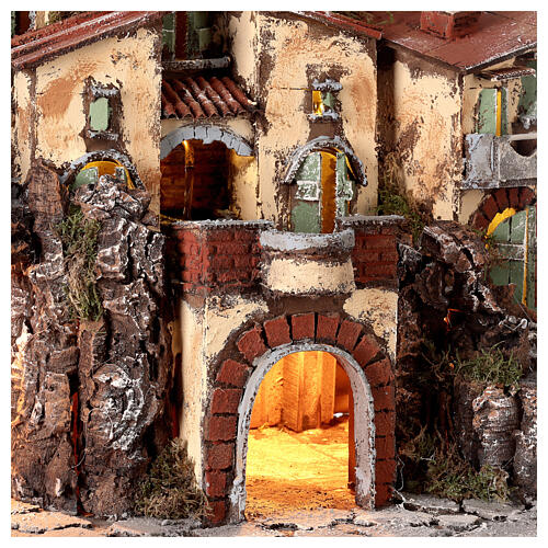 Belén caserío napolitano con fuente figuras 8 cm dimensiones 55x60x40 cm 4