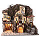 Neapolitan neighborhood village nativity scene with fountain, figures 8 cm, 55x60x40 cm s1