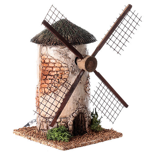 Electric windmill for 4 cm nativity scene 15x10x10 cm 3