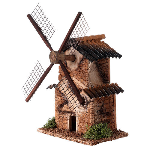 Moinho de vento telhado inclinado 15x10x10 cm para presépio com figuras de 4 cm 2