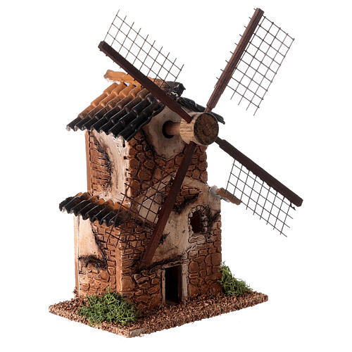 Windmill with sloping roof, for 4 cm nativity scene 15x10x10 cm 3