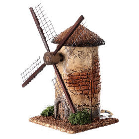 Windmühle mit Motorantrieb, runde Form, für 4 cm Krippe, 15x10x10 cm