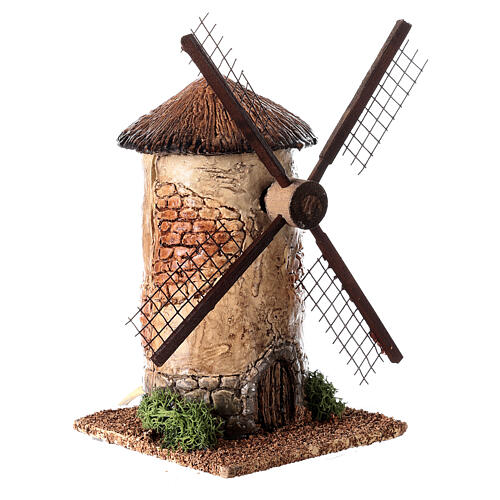 Windmühle mit Motorantrieb, runde Form, für 4 cm Krippe, 15x10x10 cm 3