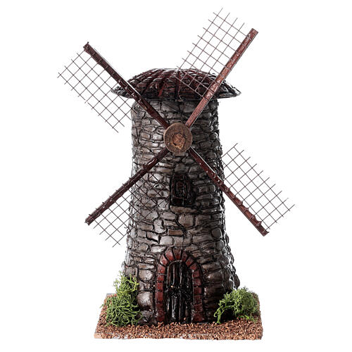 Windmill with stone finish for Nativity Scene with 4 cm characters 20x10x10 cm 1