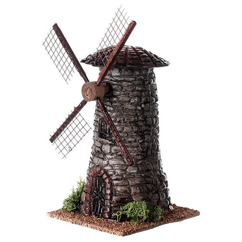 Windmill with stone finish for Nativity Scene with 4 cm characters 20x10x10 cm 2