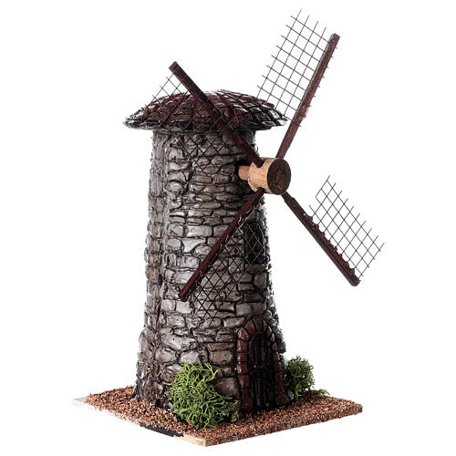 Windmill with stone finish for Nativity Scene with 4 cm characters 20x10x10 cm 3