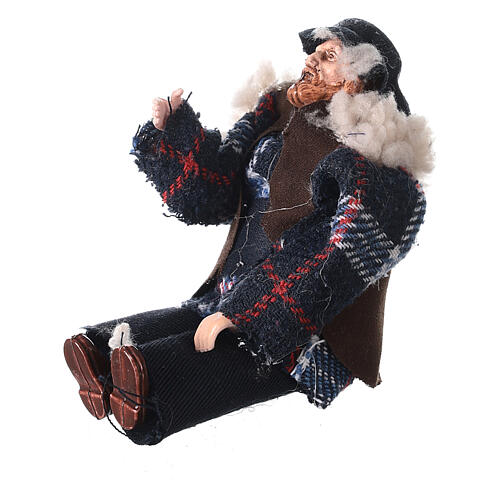 Mann sitzend aus Terrakotta und Kunststoff für Krippe, 12 cm 2